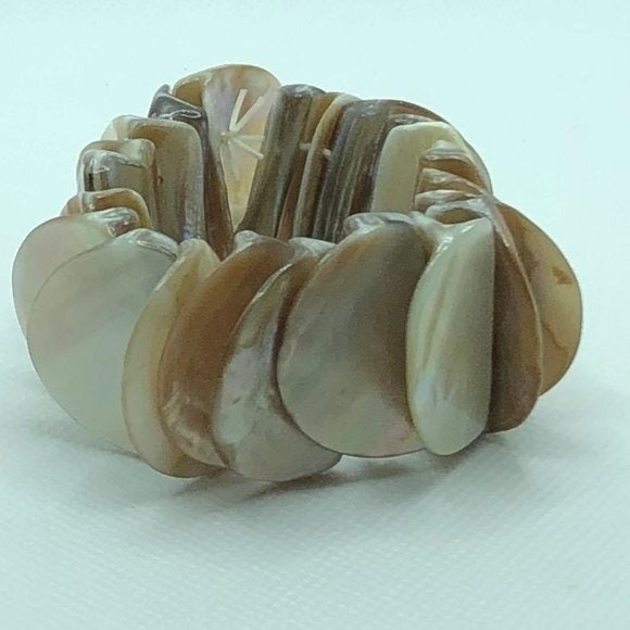 Mother of Pearl Round Abalone Stretch Bracelet - Picture 2 of 7